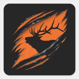 Sticker Carré Chasse aux wapitis Premium