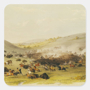 Sticker Carré Chasse de Buffalo, bordure, c.1832