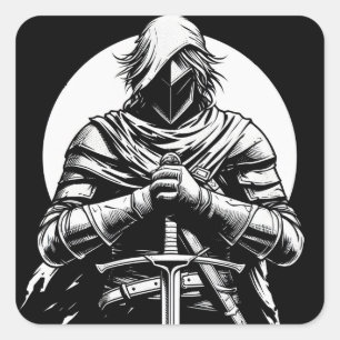 Sticker Carré chasseur d'épée guerrier