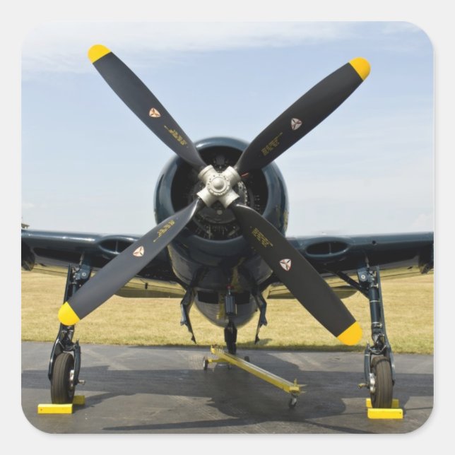 Sticker Carré Chasseur embarqué Grumman F8F Bearcat de la marine (Devant)