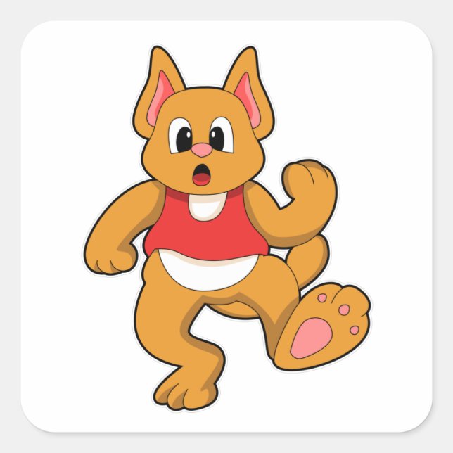 Sticker Carré Chat à l'exécution (Devant)