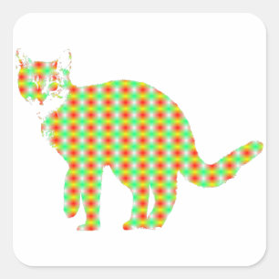 Sticker Carré Chat à motifs