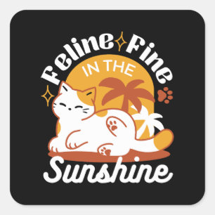 Sticker Carré Chat adorable se relaxer au soleil - Animal de com