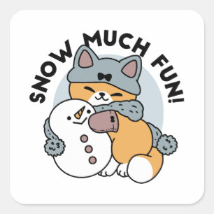 Sticker Carré Chat Amusement Hivernal Noël Design