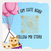 chat bébé mignon, baby shower Invitation