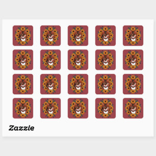 Sticker Carré Chat Calico Avec Black-eyed Susan Maryland State