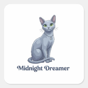 Sticker Carré Chat céleste rêveur de minuit
