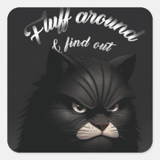 Sticker Carré Chat, Chaton, Fluff Autour Et Découvrez Funny