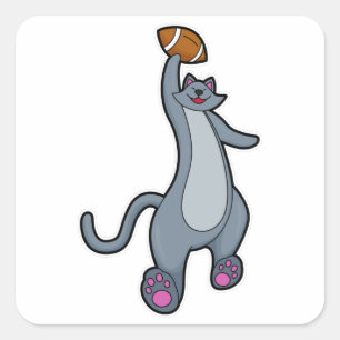 Sticker Carré Chat comme joueur de football avec football
