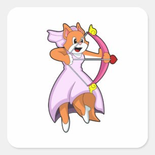 Sticker Carré Chat comme mariée avec robe de mariée.PNG
