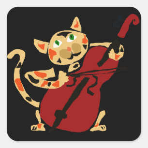 Sticker Carré Chat de calicot drôle jouant la bande dessinée