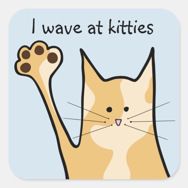 Sticker Carré Chat de dessin | Animaux | Vêtement Kitty | Sticke (Devant)