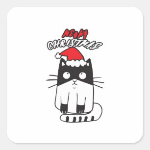 Sticker Carré chat de noël, kawaii, mignonette, anime, meowy sq 