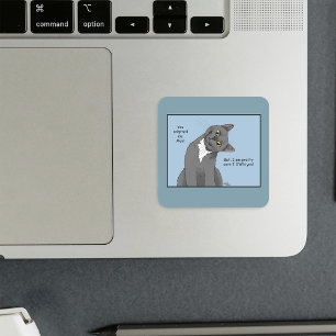 Sticker Carré Chat drôle Fête des Mères Chat Gris Bleu