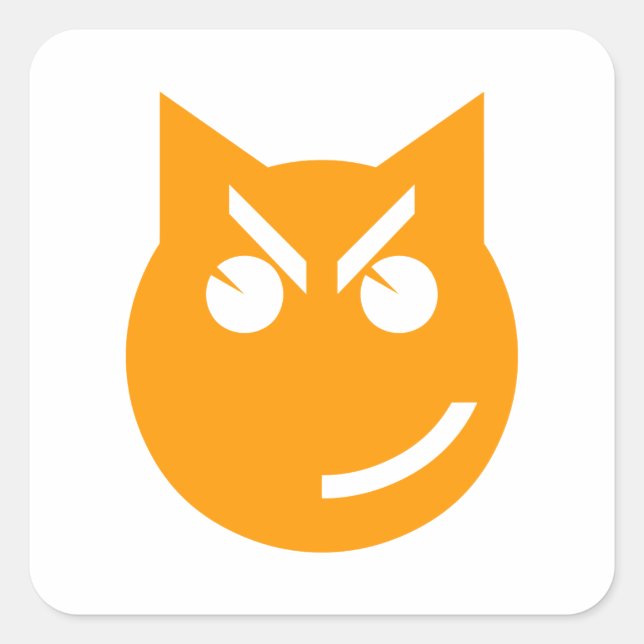 Sticker Carré Chat Emoji au sourire (Devant)