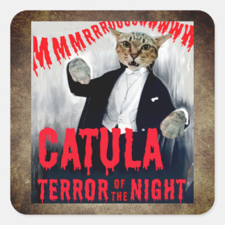 Sticker Carré Chat en costume Dracula
