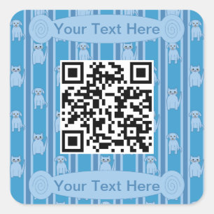 Sticker Carré Chat et chien amusant et fantaisiste QR Code