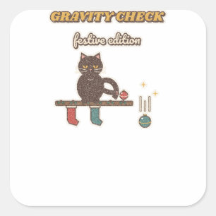Sticker Carré Chat Gravity Check Édition Festive