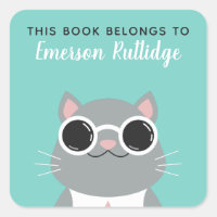 Chat gris cool | Turquoise Ce Livre Appartient À