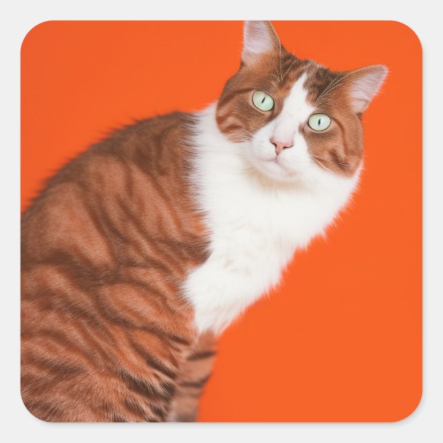 Sticker Carré Chat mignon (Devant)