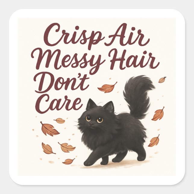 Sticker Carré Chat mignon en automne (Devant)