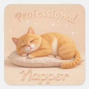 Sticker Carré Chat Nappeur Professionnel Chat Mignon Kitty Endor