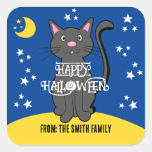 Chat Noir Étoiles d'Halloween Lune mignonne Enfant