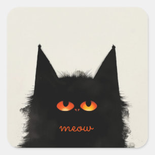 Sticker Carré Chat noir grumeux