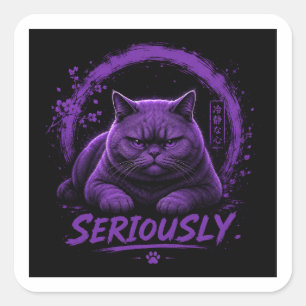 Sticker Carré Chat Sérieusement
