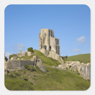 Sticker Carré Château de Corfe, Corfe, Dorset, Angleterre