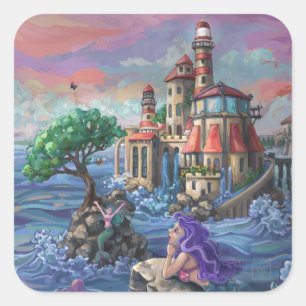 Sticker Carré Château de Mermaid