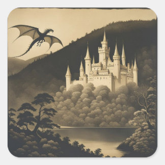 Sticker Carré Château d'Imaginaire