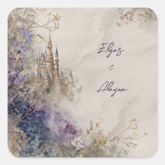 Sticker Carré Château mystique Mariage forestier enchanté (Devant)