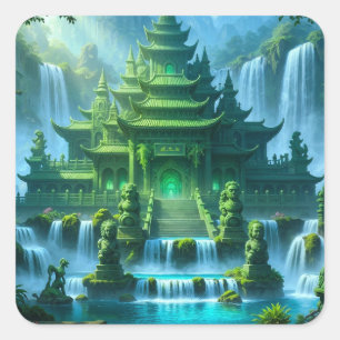 Sticker Carré Château Temple du Trône de Jade Secret