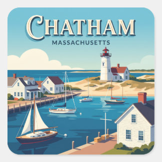 Sticker Carré Chatham Harbor Massachusetts