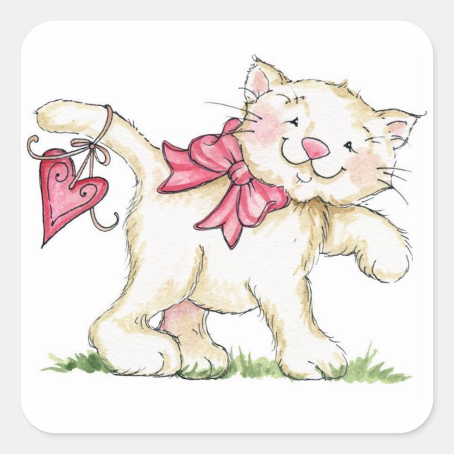 Sticker Carré Chaton de Valentine (Devant)