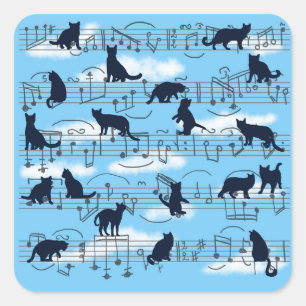 Sticker Carré chatons musicaux