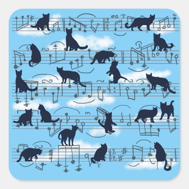 Sticker Carré chatons musicaux (Devant)