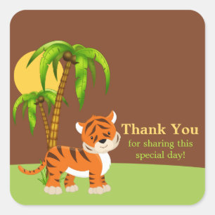 Sticker Carré Chatouilleur de Merci de tigre pour bébés