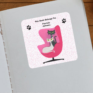 Sticker Carré Chats du milieu du siècle Pink Chaise Empreintes d
