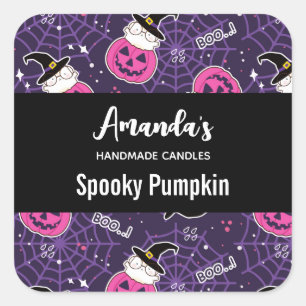 Sticker Carré Chats et Citrouilles Halloween Motif bougie Biz