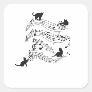Sticker Carré Chats Musique Partition Notes musicales Kitten Fun