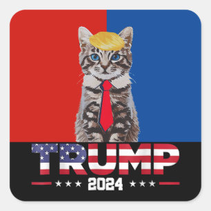 Sticker Carré Chats Pour Trump 2024 Vance Trump Red Blue