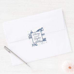 Sticker Carré Chattanooga Toile Marine et Enveloppe blanche Scea