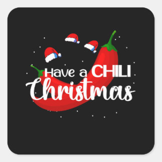 Sticker Carré Chaud Chili Pepper Design de Noël, Unisex