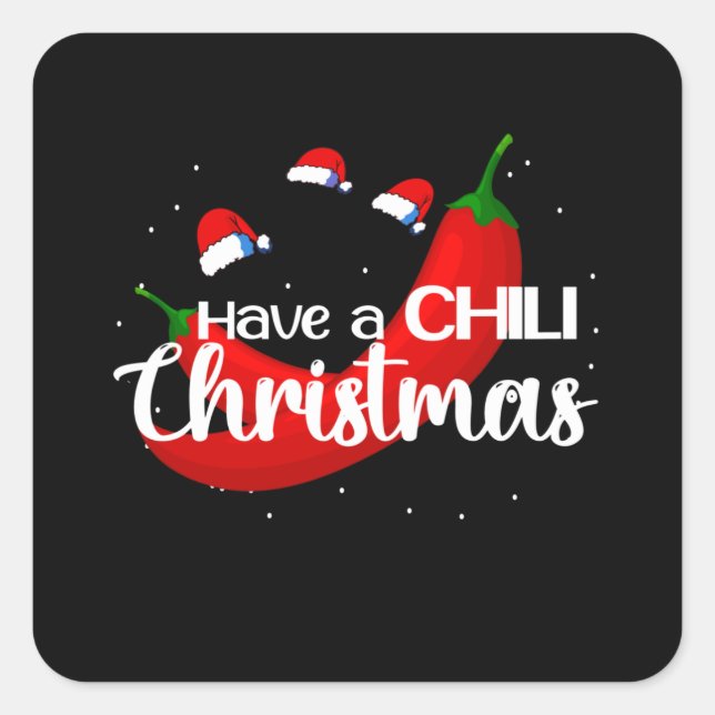 Sticker Carré Chaud Chili Pepper Design de Noël, Unisex (Devant)