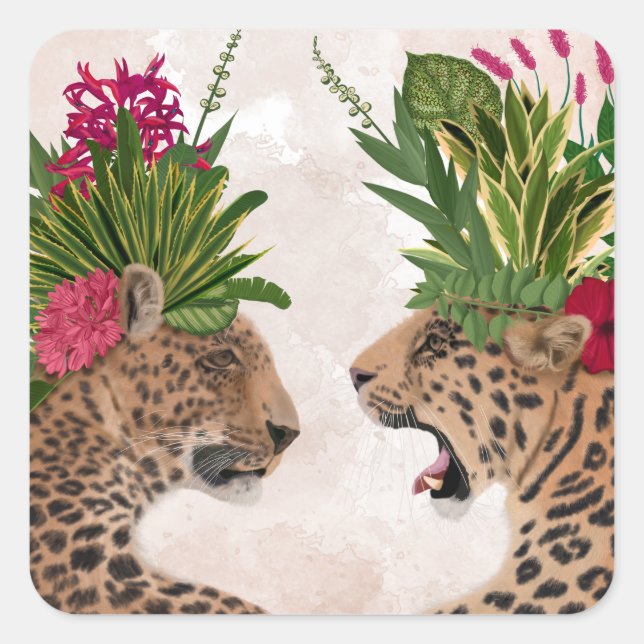 Sticker Carré Chaud House Leopards | Une paire (Devant)