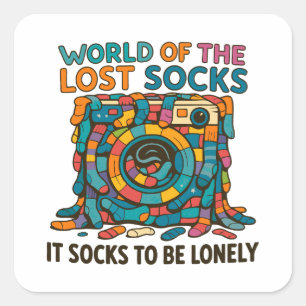 Sticker Carré Chaussettes Danoises Drôle Monde Manquant Mais Pas