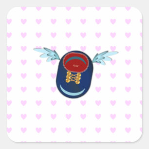 Sticker Carré Chaussure à ailettes de dessin animé mignonne & cœ