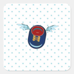Sticker Carré Chaussure de dessin animé ailée mignonne & étoiles